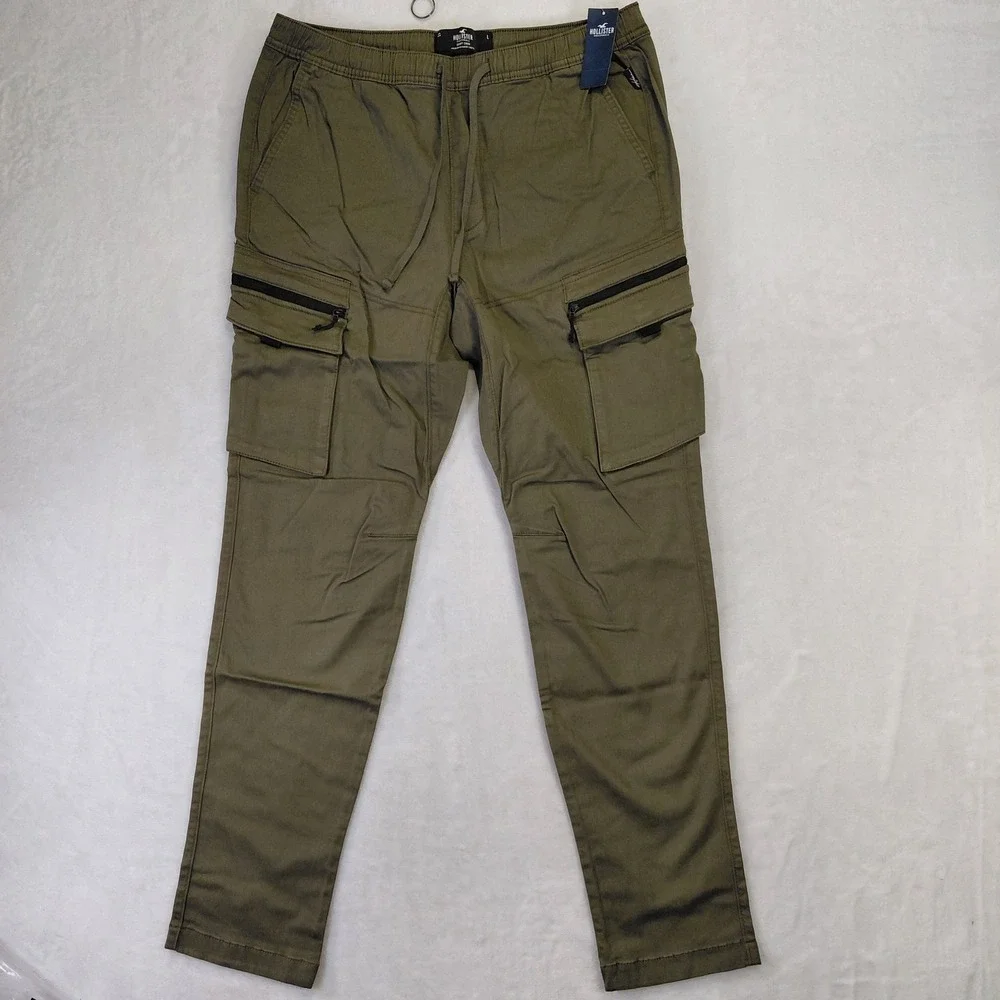 Hollister Mens Skinny Chino‎ Cargo Pants Olive Green Advanced Stretch Large NWT
